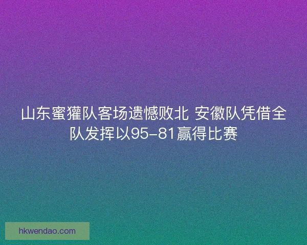 山东蜜獾队客场遗憾败北 安徽队凭借全队发挥以95-81赢得比赛 山东蜜獾队客场遗憾败北 安徽队凭借全队发挥以95-81赢得比赛